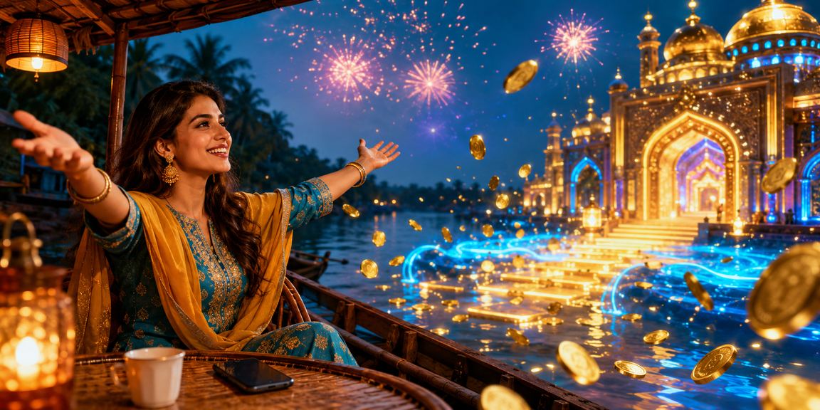 সুন্দরবনের পটভূমিতে মোবাইল থেকে ৫৬৩ বেটিং প্ল্যাটফর্ম ব্যবহারের দৃশ্য